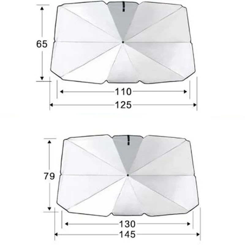 Vista del diseño del parasol para proteger el interior del automóvil