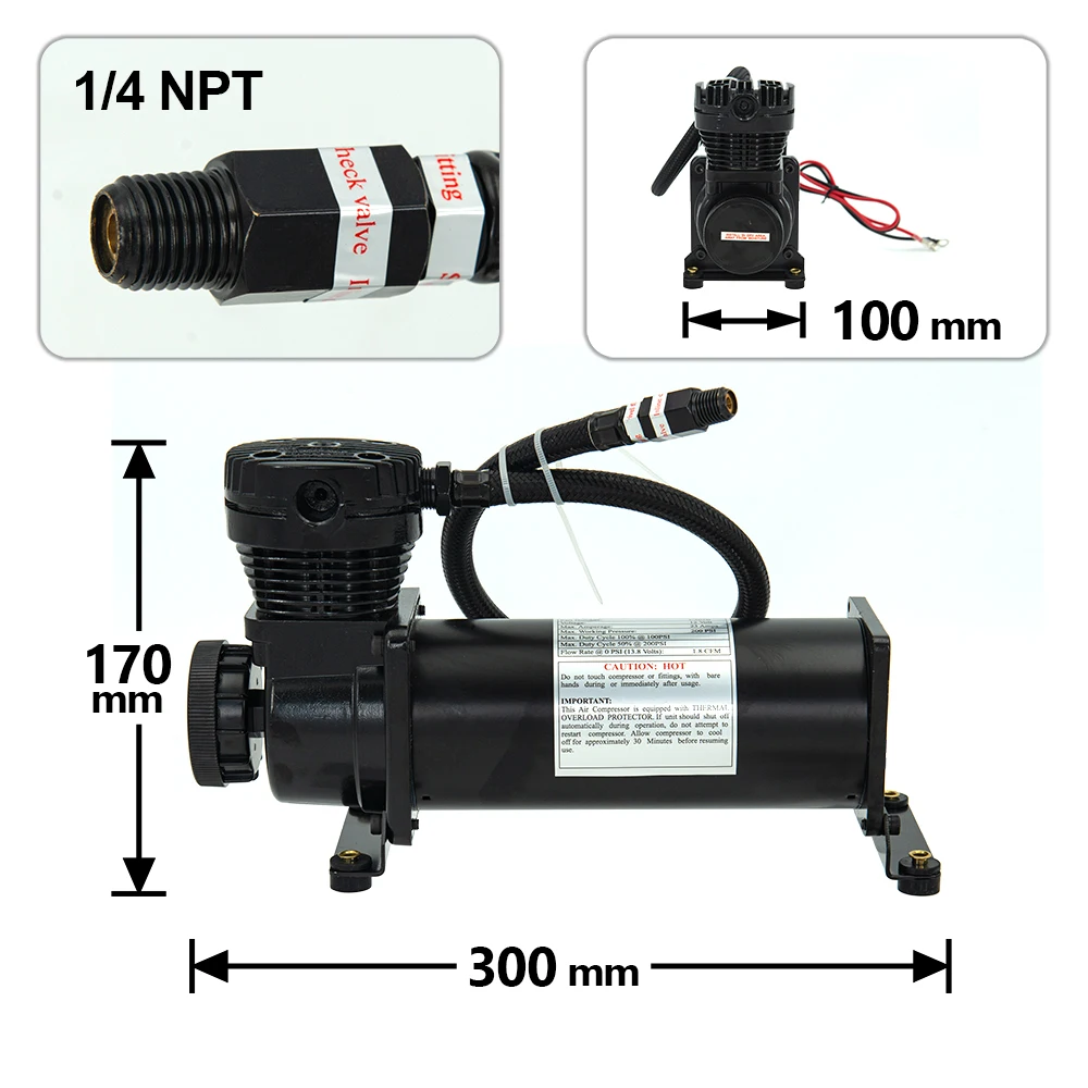Compresor de aire Universal 12V 200PSI para suspensión neumática automóvil