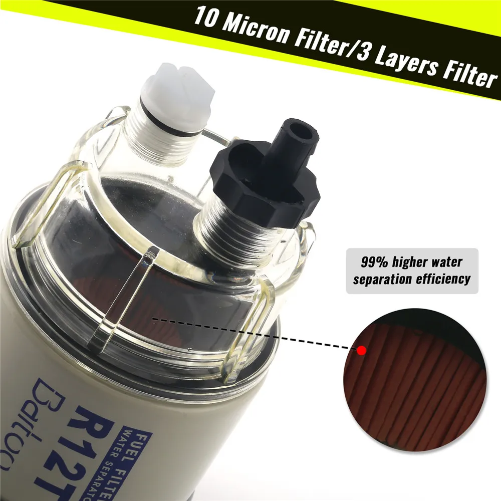 Filtro separador de combustible y agua R12T Racor Serie 120/140 diésel - imagen 2