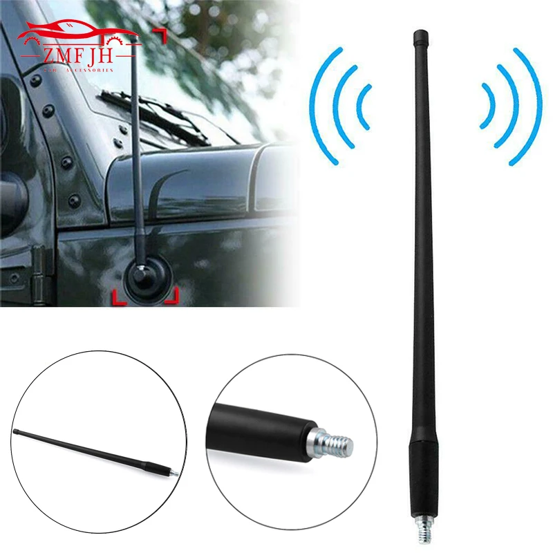 Vista frontal de la antena Reflex de 13 pulgadas para Jeep Wrangler