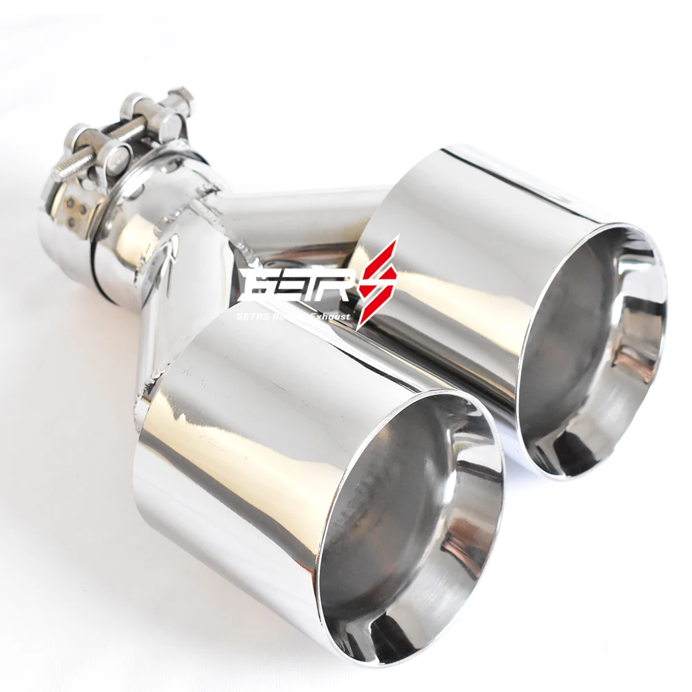 Punta de escape doble universal de acero inoxidable para coche - imagen 3