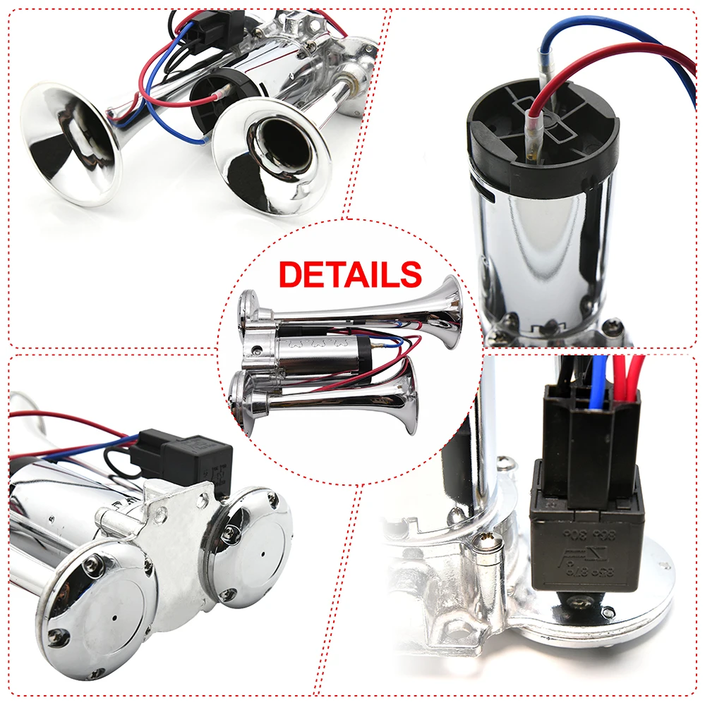 Claxon de aire eléctrico 12 V con trompetas dobles para coche - imagen 5