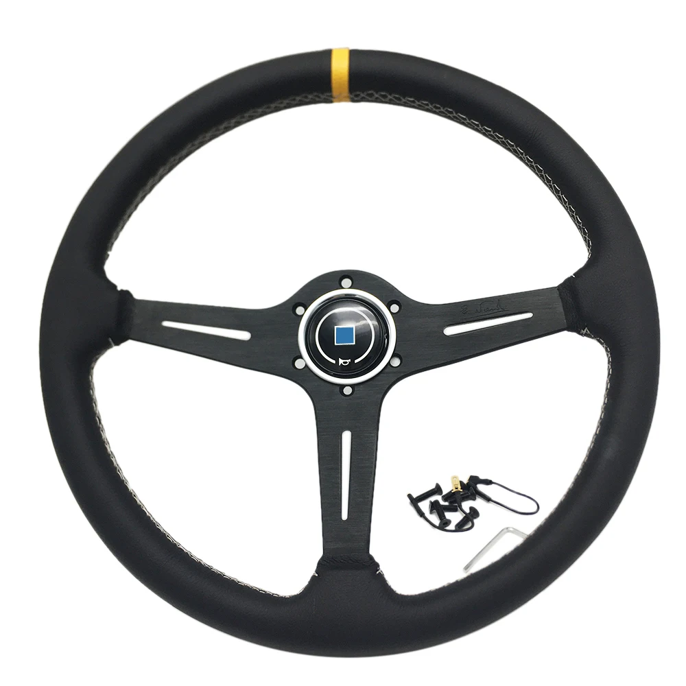Volante deportivo en cuero 380 mm con bocina integrada