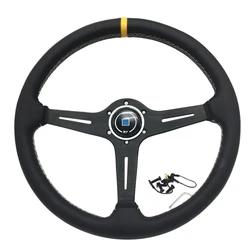 Volante deportivo en cuero 380 mm con bocina integrada