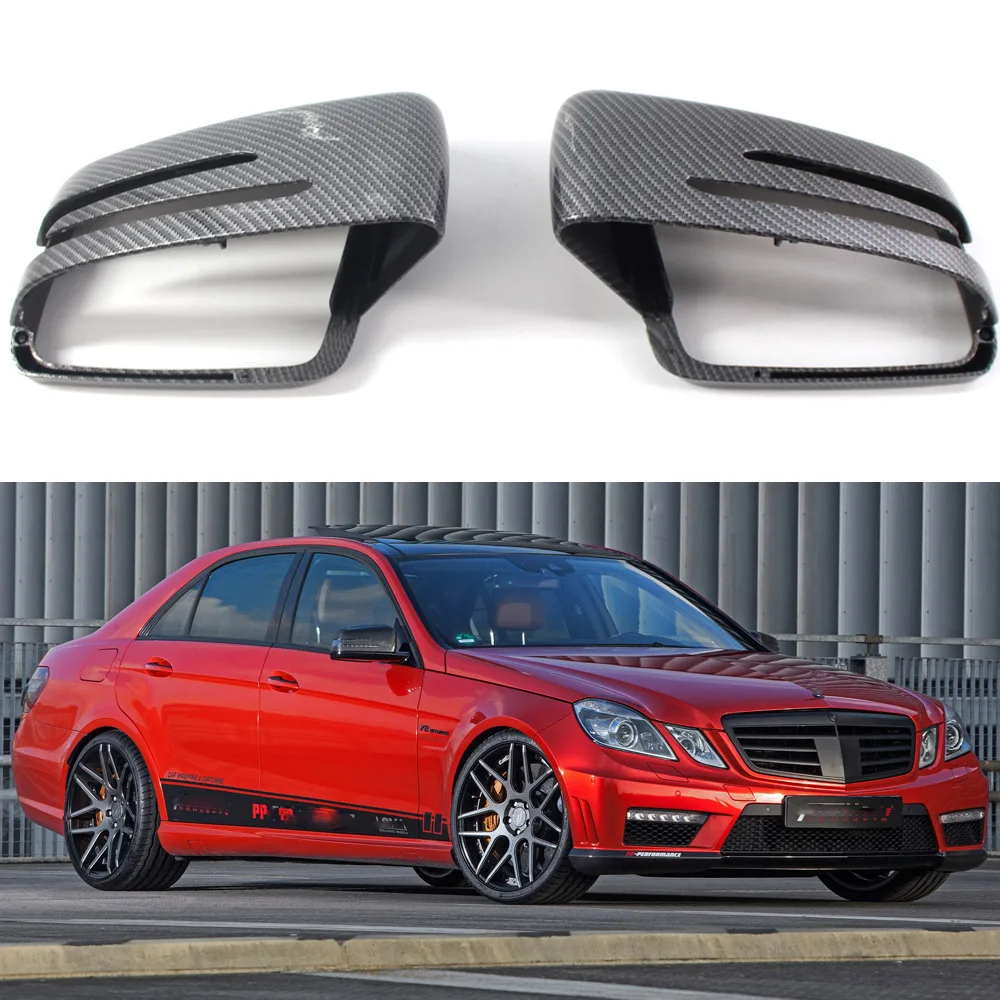 Cubierta de espejo retrovisor lateral para coche, fibra de carbono ABS para Mercedes Benz Clase E W212 W204 2010 2011 2012 2013 2014 2015