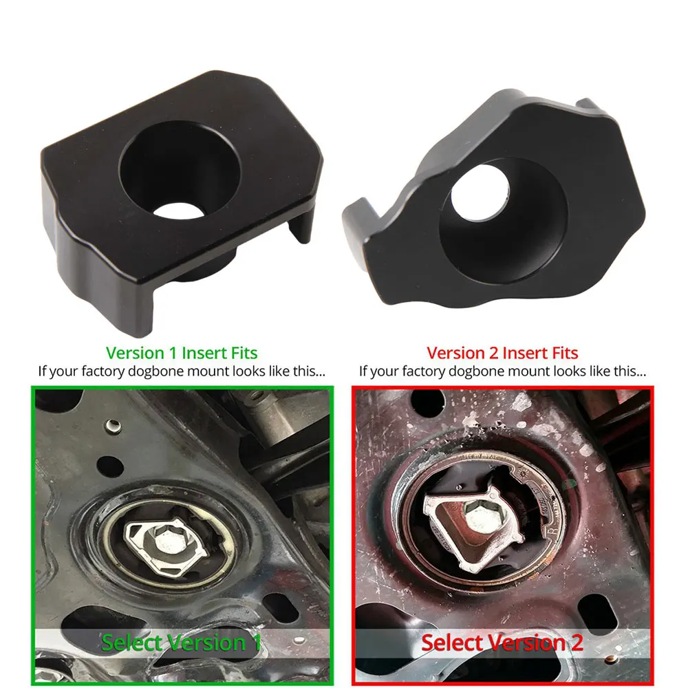 Inserto Dogbone MQB de aluminio negro para soporte de motor