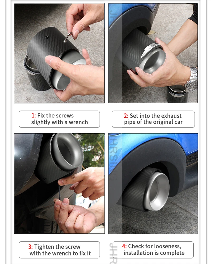 Punta de tubo escape fibra carbono plata mate Mini Cooper S F54 F55 - imagen 5