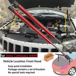 Capó delantero para Jeep compass mk49 2006-2016, puntales de Gas de fibra de carbono, amortiguadores, soportes de elevación, amortiguador de estilo de coche