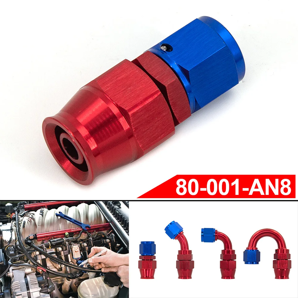 Conexiones PTFE AN6 AN8 universales rectas y angulares 45-180° – Gris