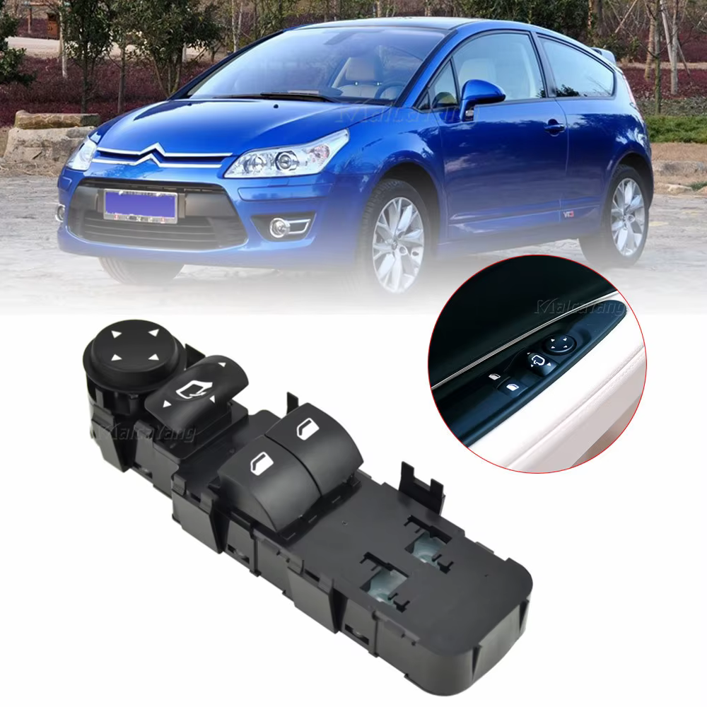 Interruptor negro de ventana y ajuste de espejo para Citroën C4