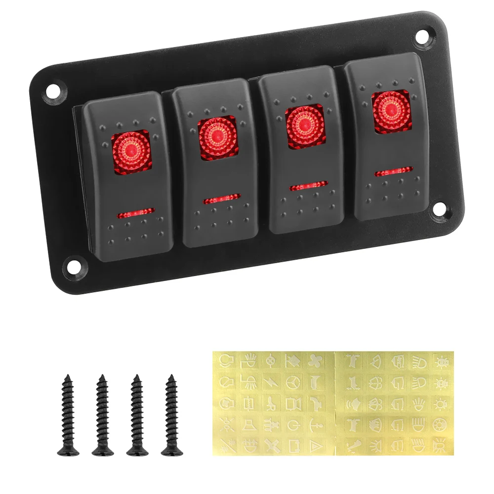 Panel de 4 interruptores basculantes LED para coche y barco - imagen 3