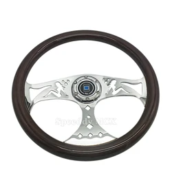 Volante deportivo universal N-LOGO de madera con botón de bocina