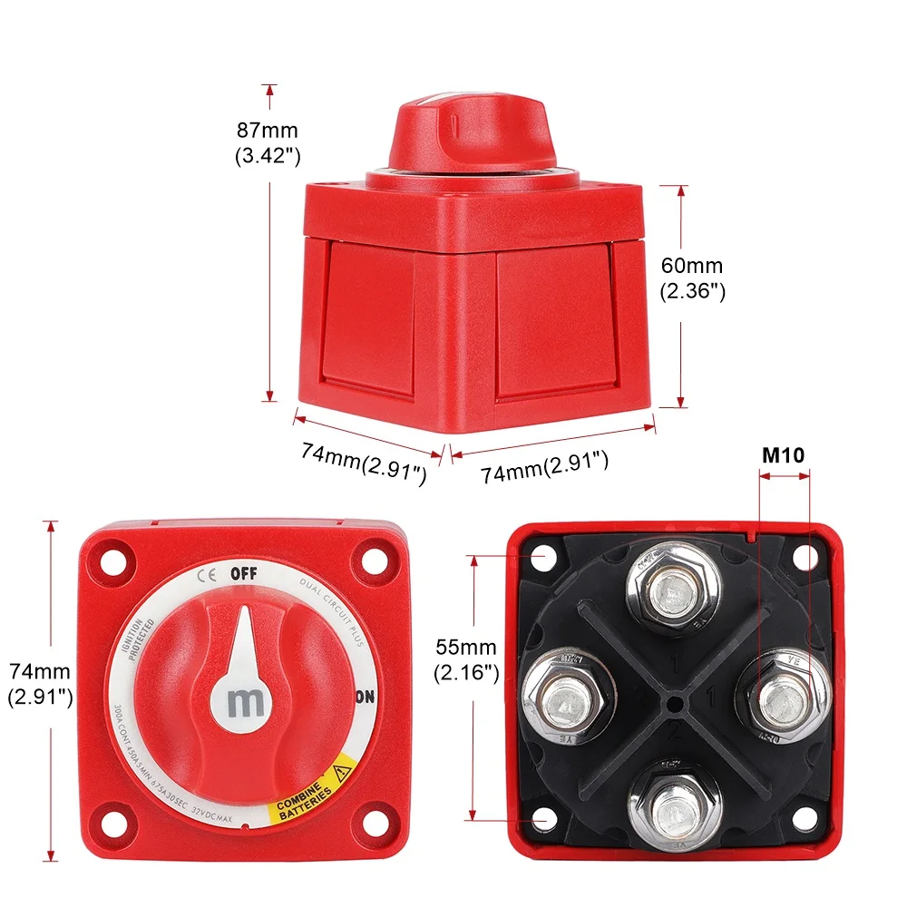 Interruptor aislador de batería Plus 100-300A – Desconectador coche barco - imagen 3