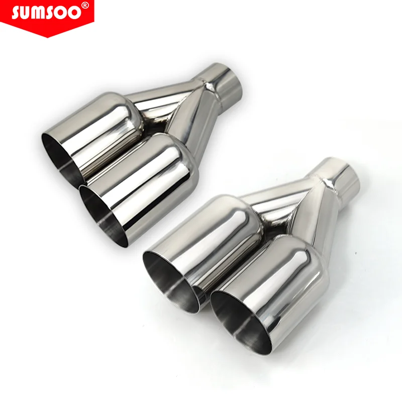 Tubo Escape Doble Sumsoo Acero Inoxidable Pulido Universal