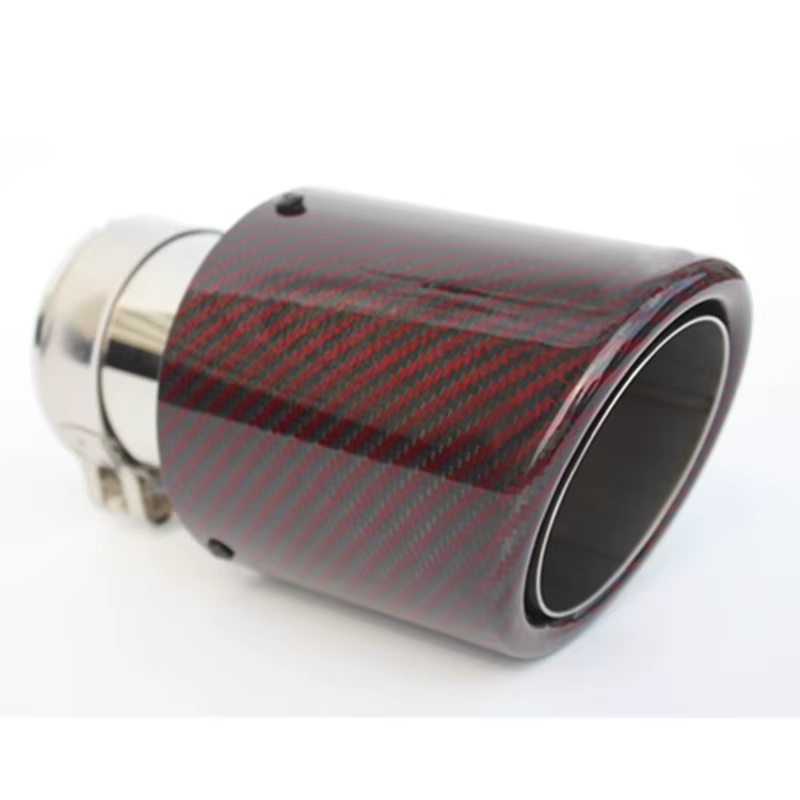 Punta de escape de carbono roja universal – tubo silenciador coche - imagen 2