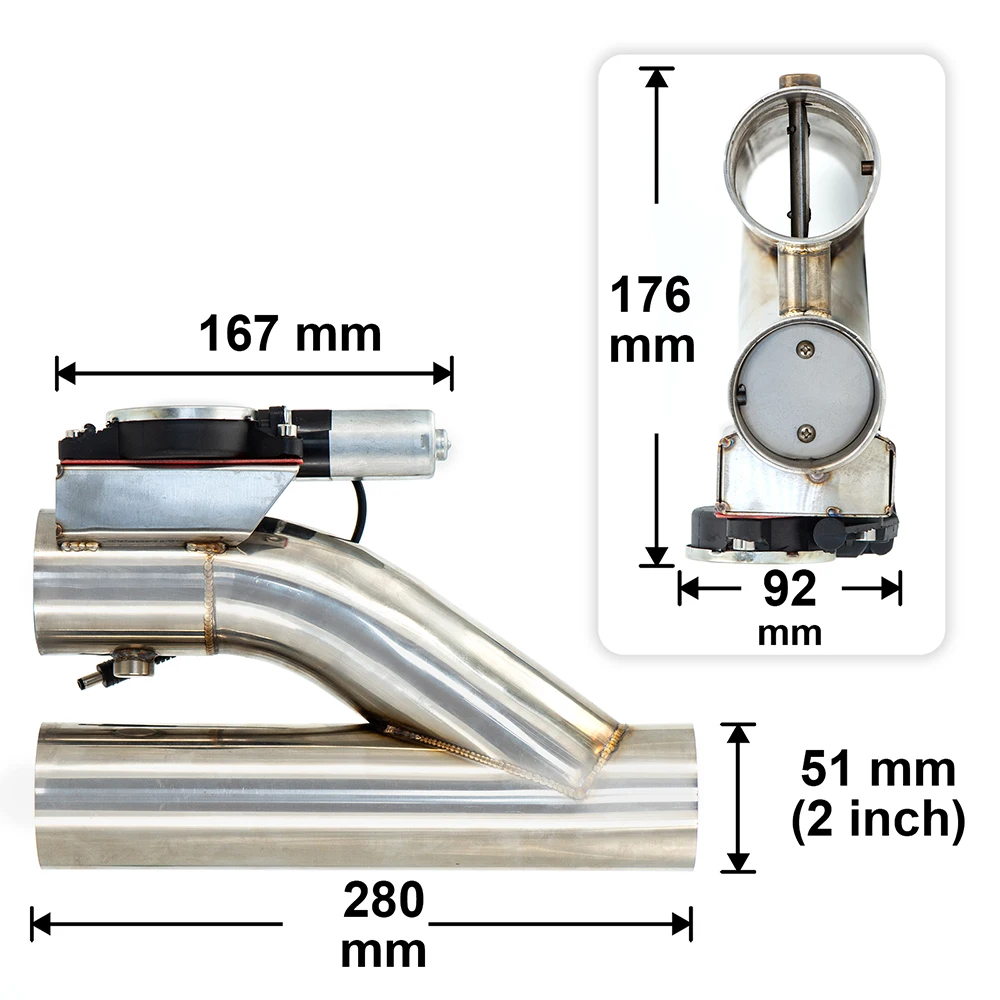 Tubo Y escape inoxidable con válvula de corte eléctrica y mando remoto - imagen 3
