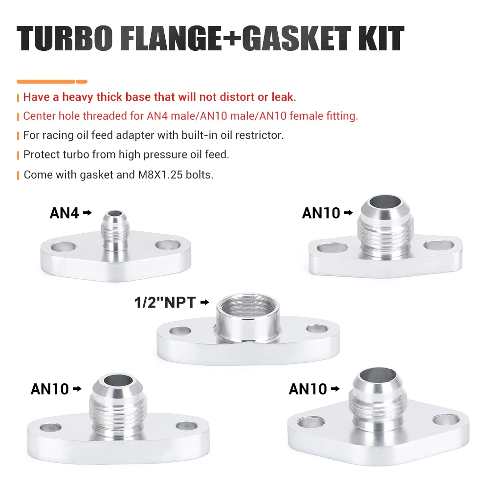 Adaptador NPT turbo con junta - kit brida entrada/salida - imagen 2