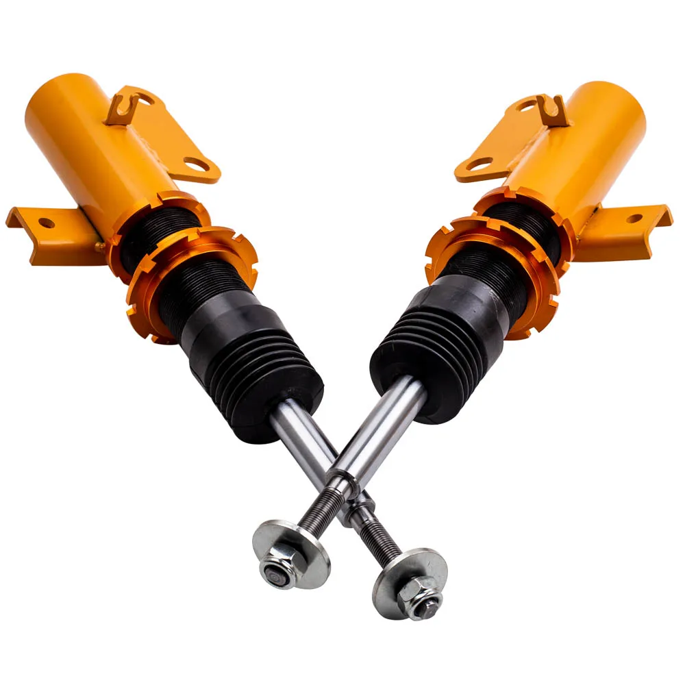 Componentes del kit coilover en acabado dorado