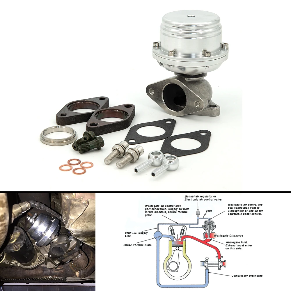 Tubo de descarga universal para válvula wastegate externa de 38 mm
