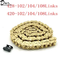 Cadena 420 dorada con retenes O-ring para pit bike CRF y SSR