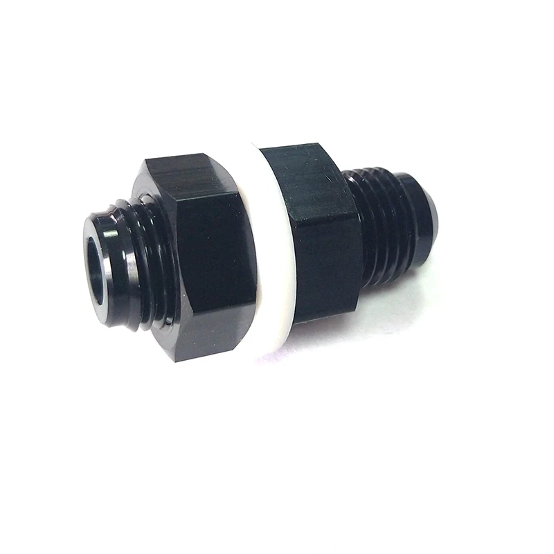 Adaptador de mamparo AN6-AN12 para depósito de combustible, aluminio negro
