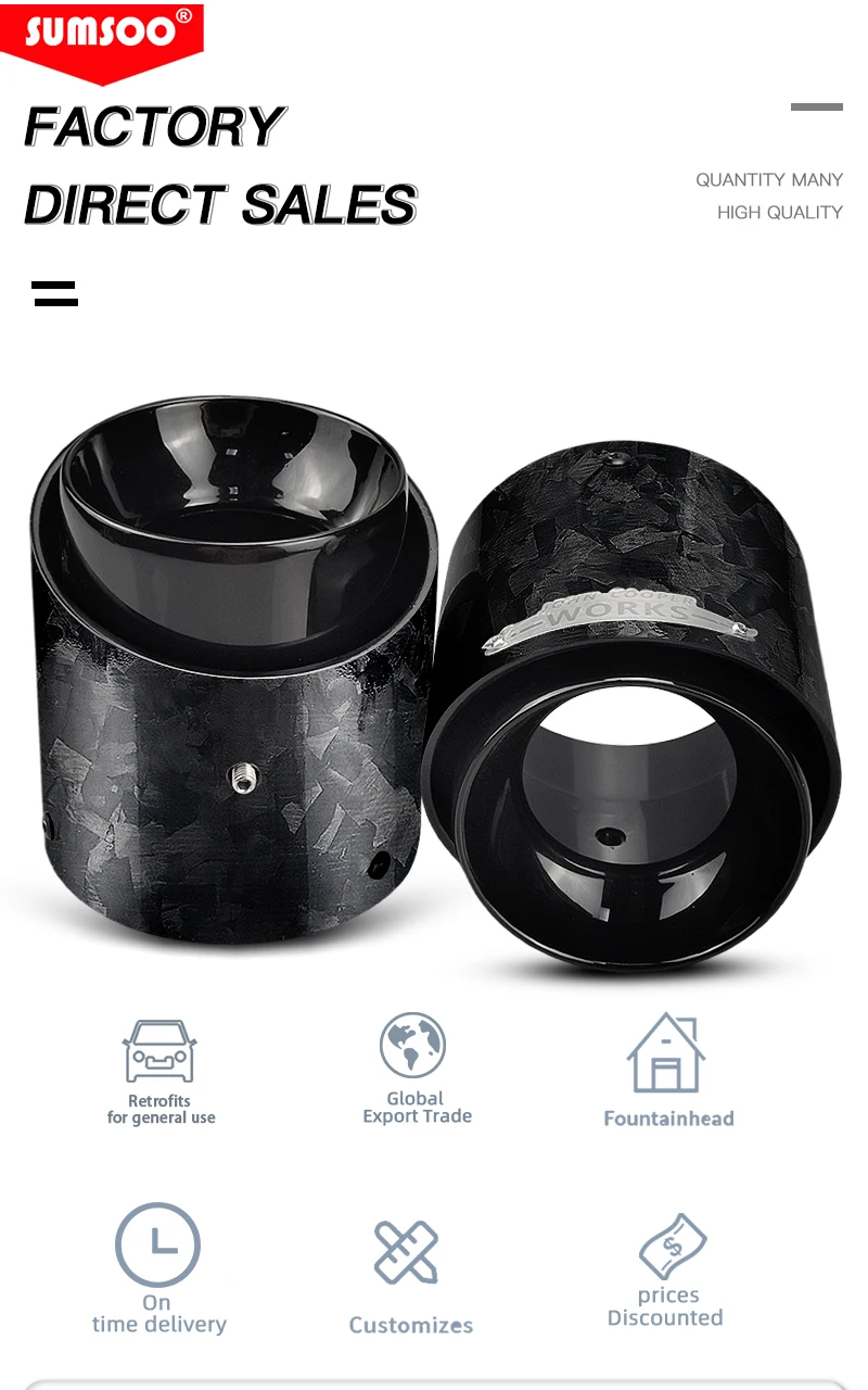 Punta de escape SUMSOO en acabado cromado negro para Mini Cooper
