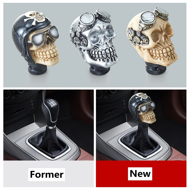 Pomo cambio universal racing calavera – aluminio negro mate - imagen 5
