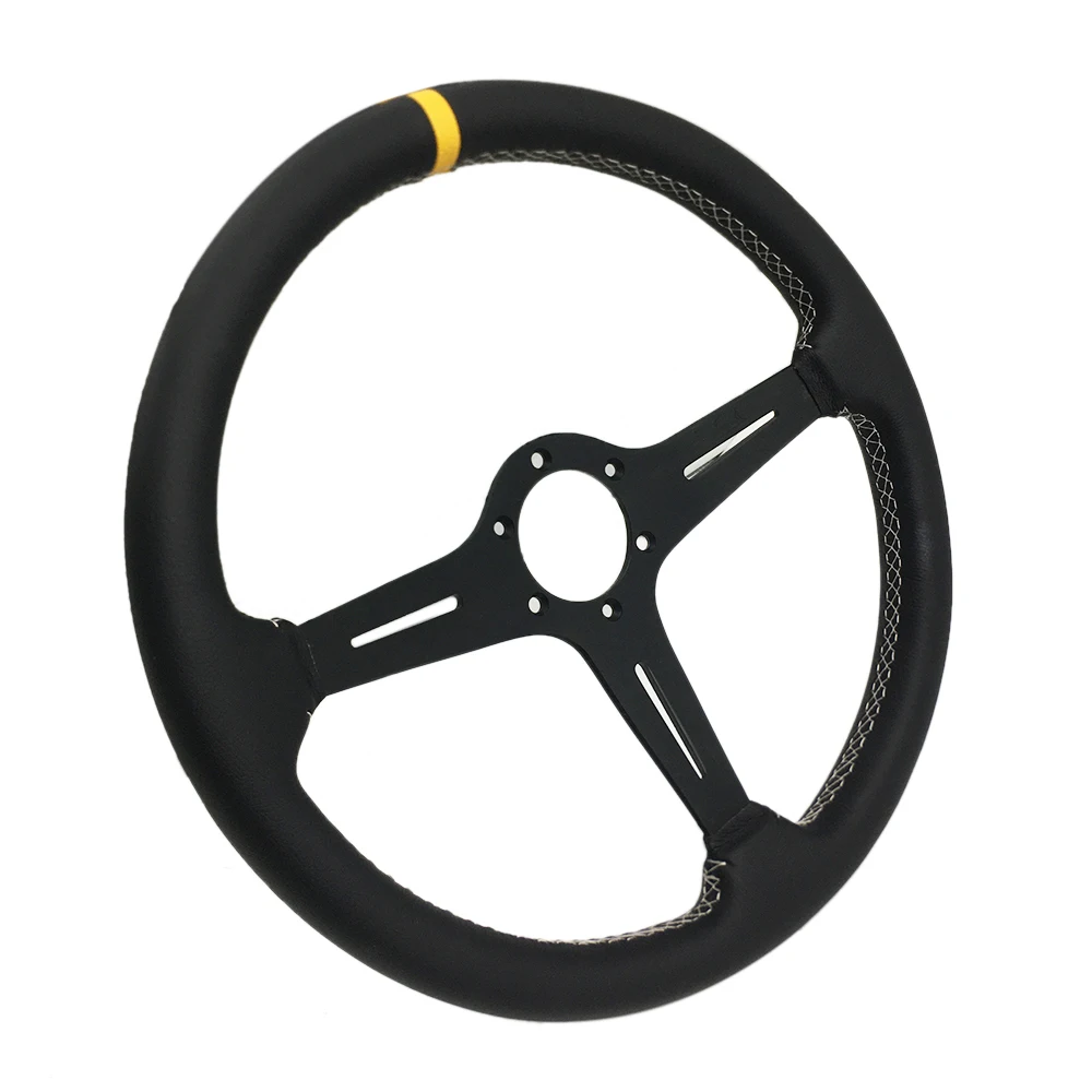 Volante deportivo en cuero 380 mm con bocina integrada - imagen 2
