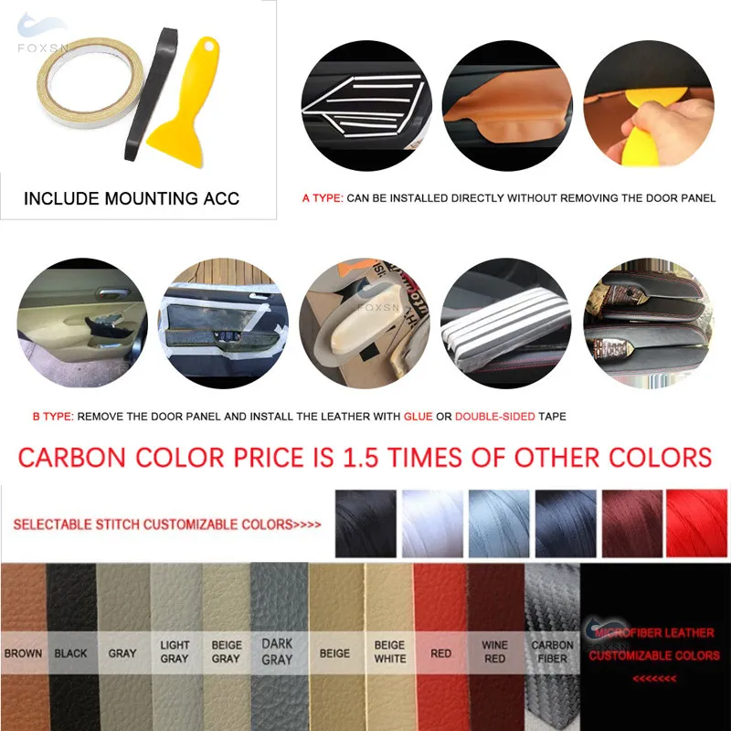 Para Honda Accord 2008 2009 2010 2011 2012 manija de puerta de coche reposabrazos/puertas Panel protectores cubierta microfibra pegatina de cuero embellecedor - imagen 2