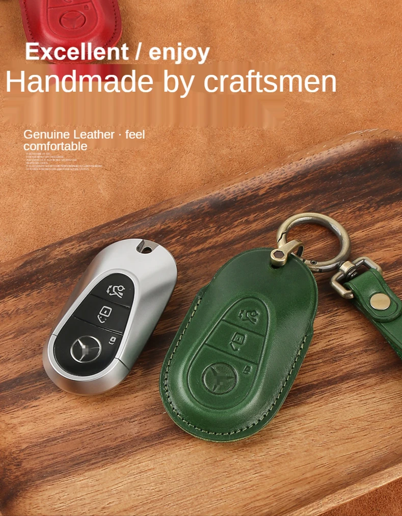 Funda de cuero curtido vegetal para llave Mercedes-Benz Clase S