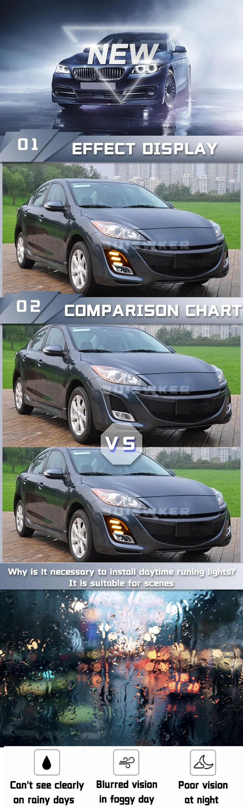Lámpara LED de luz diurna para Mazda 3