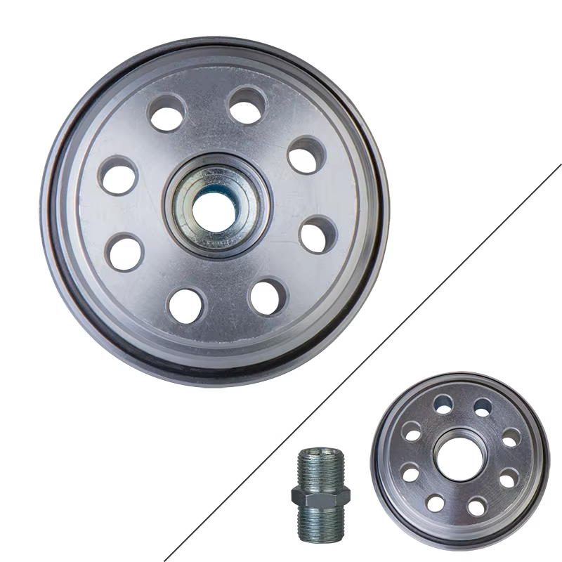 Detalle del adaptador de aluminio para sistema de lubricación