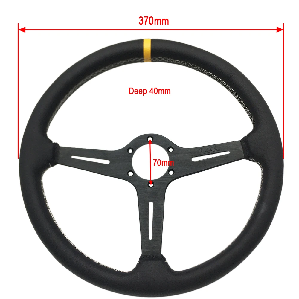 Volante deportivo en cuero 380 mm con bocina integrada - imagen 5