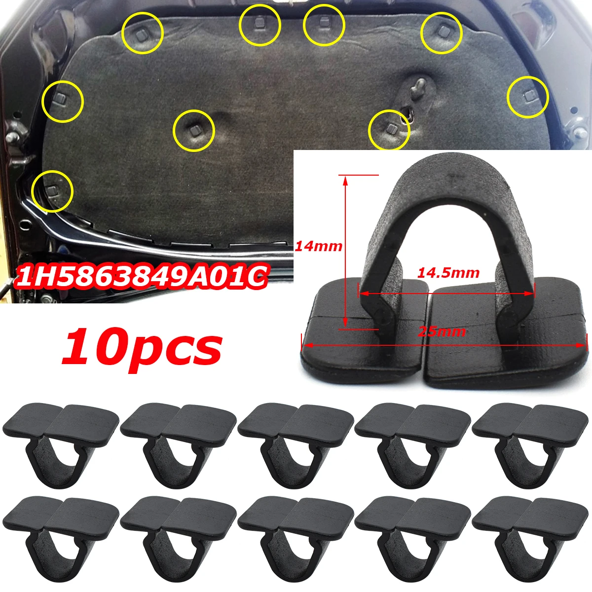 Clip aislamiento capó 1H5863849 – Compatible VW SEAT Skoda