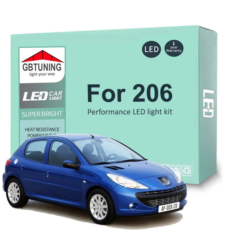 Kit de bombillas LED interior para Peugeot 206 1998-2008 Canbus