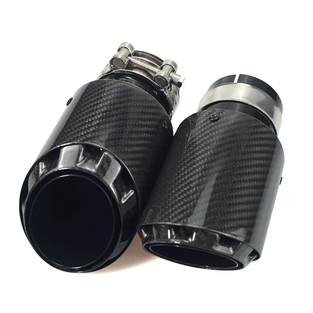 Punta de escape carbono forma bala acero inoxidable negro tuning - imagen 2