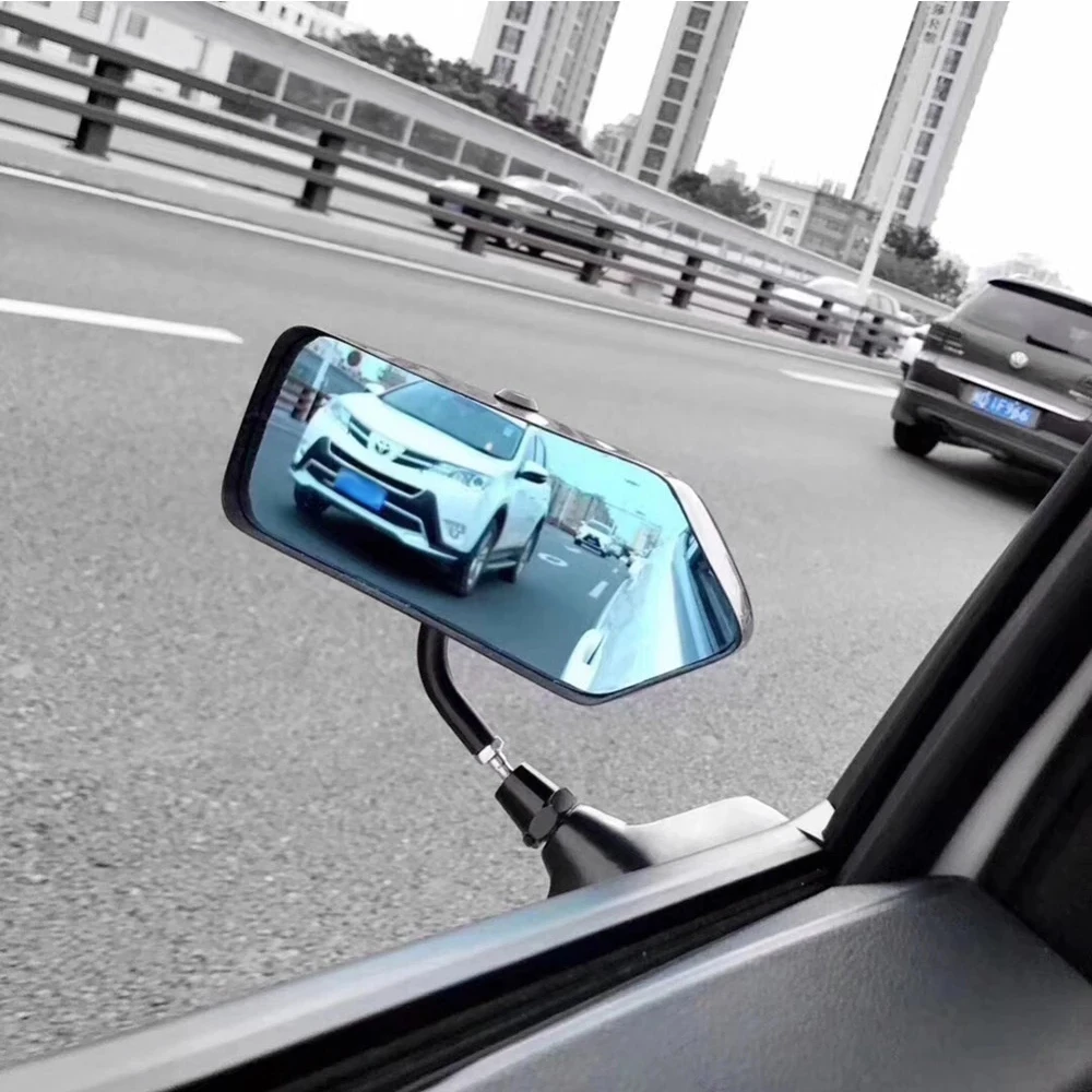 Espejo retrovisor universal estilo F1 fibra de carbono azul - imagen 5