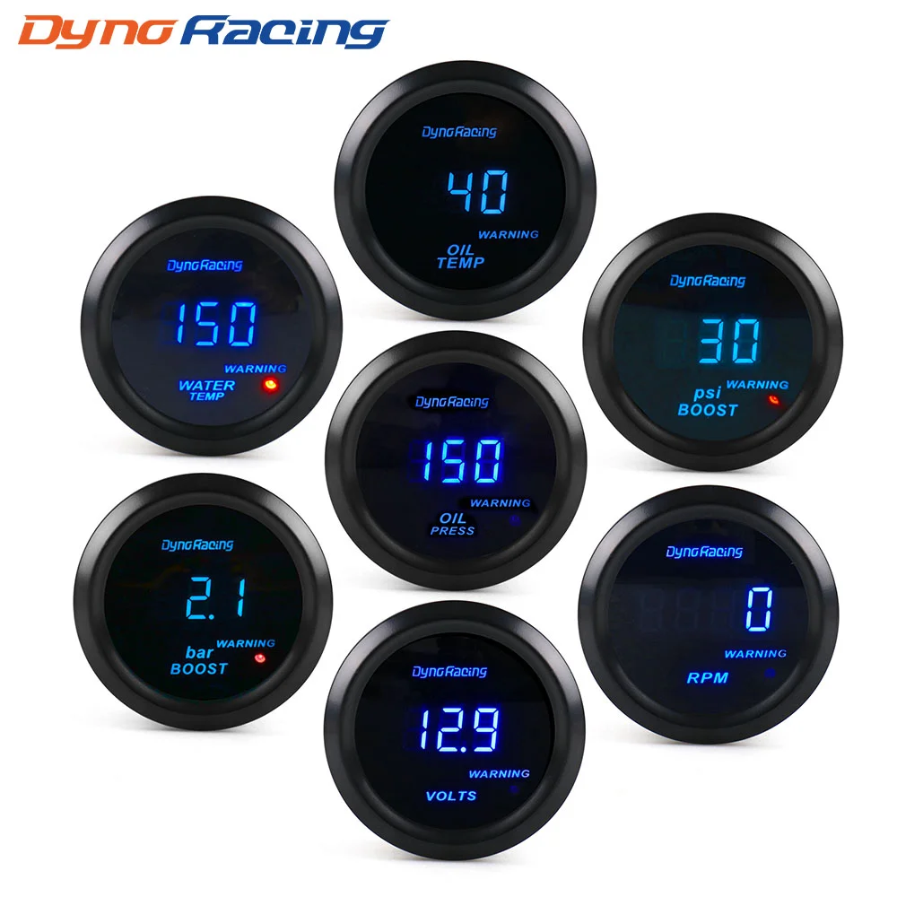 Dynoracing Medidores digitales 52mm turbo, temperatura, aceite y RPM