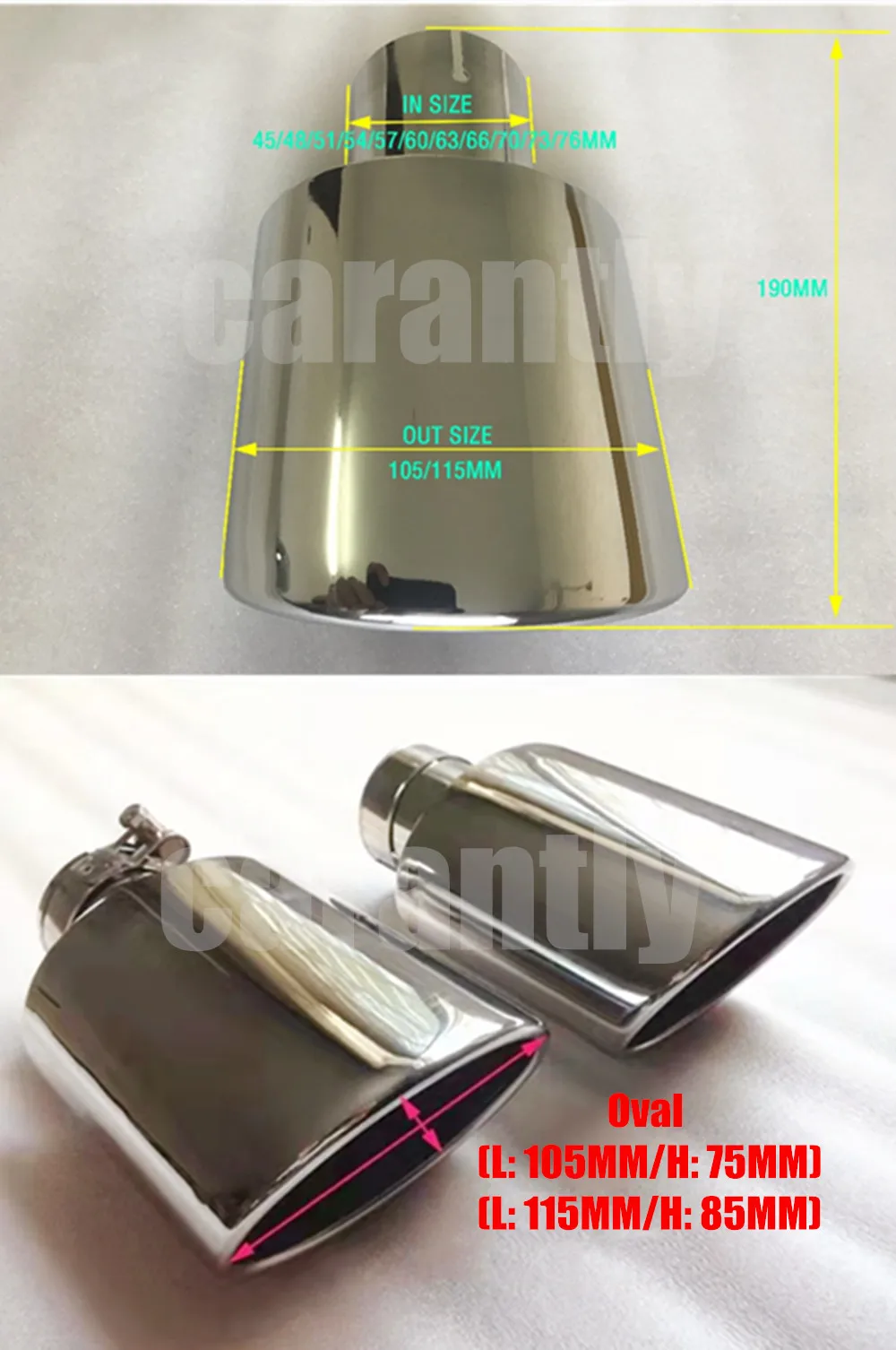 Silenciador universal elíptico acero inox – coche - imagen 4