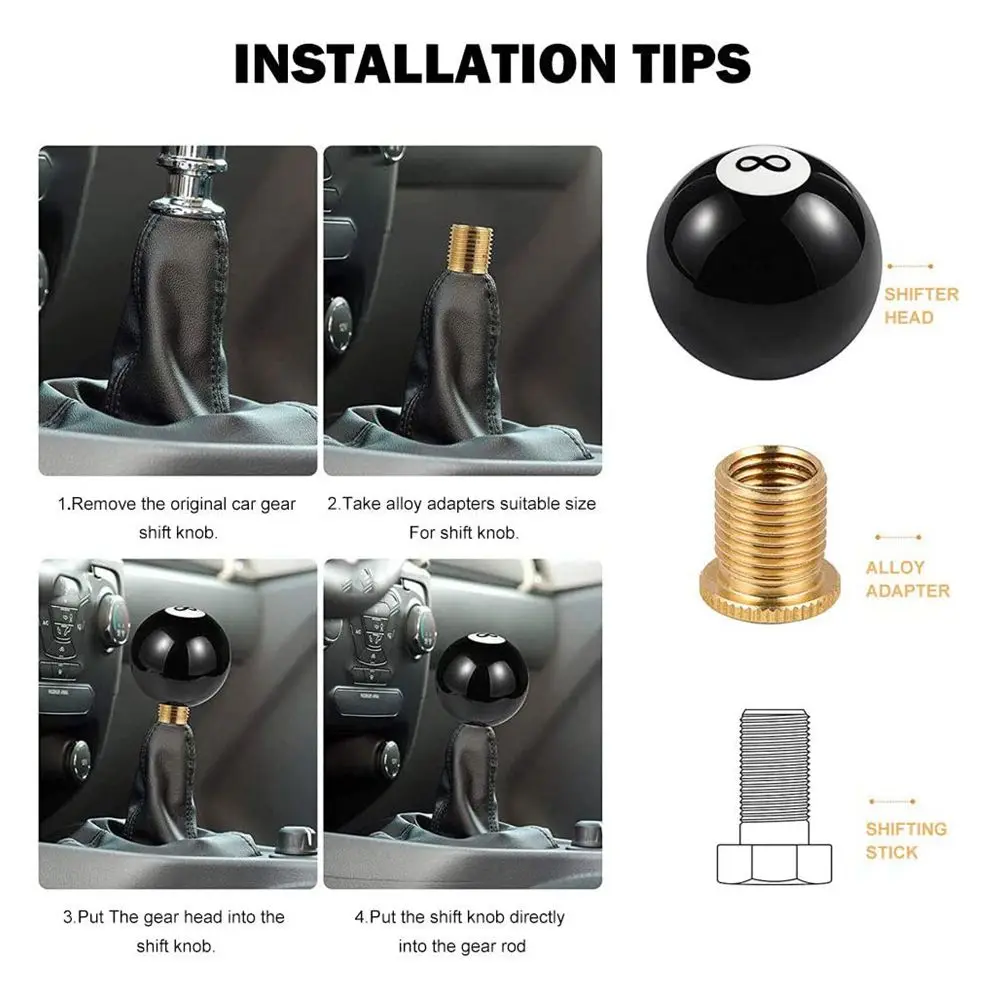 Perilla de cambio billar negro acrílica universal para coches manuales - imagen 4