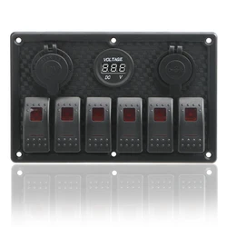 Panel interruptores basculantes 6 bandas USB Dual – coche, barco y RV