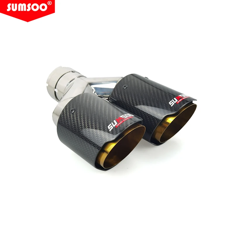 SUMSOO Silenciador de escape de carbono con punta doble cromada - imagen 5