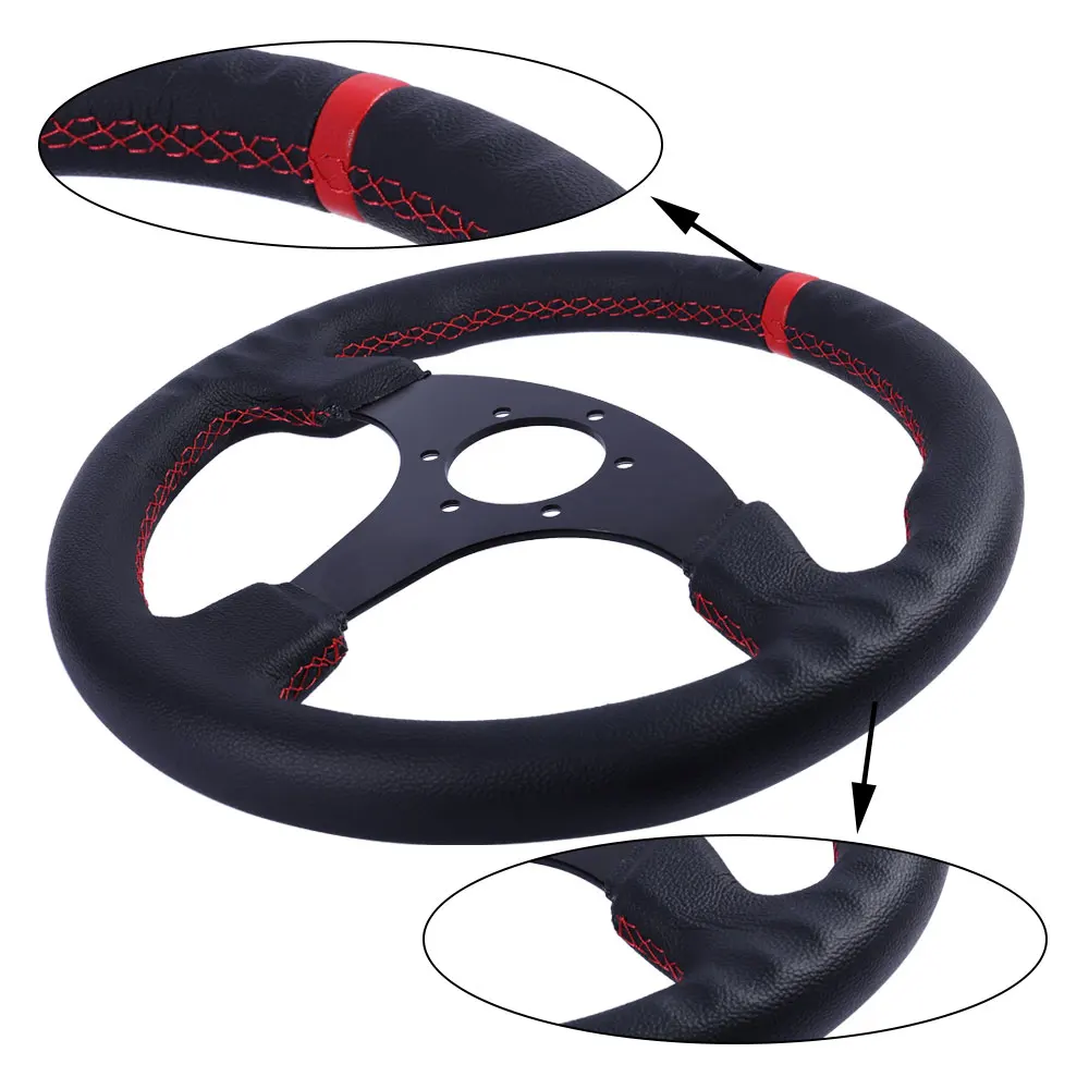 Volante universal de carreras para PC, cuero y aluminio, 330 mm - imagen 4