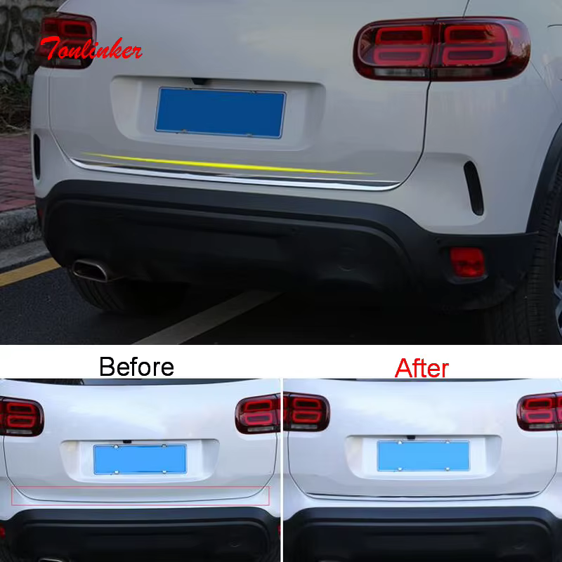 Pegatina de acero inoxidable instalada en el borde del depósito del Citroën C5 Aircross