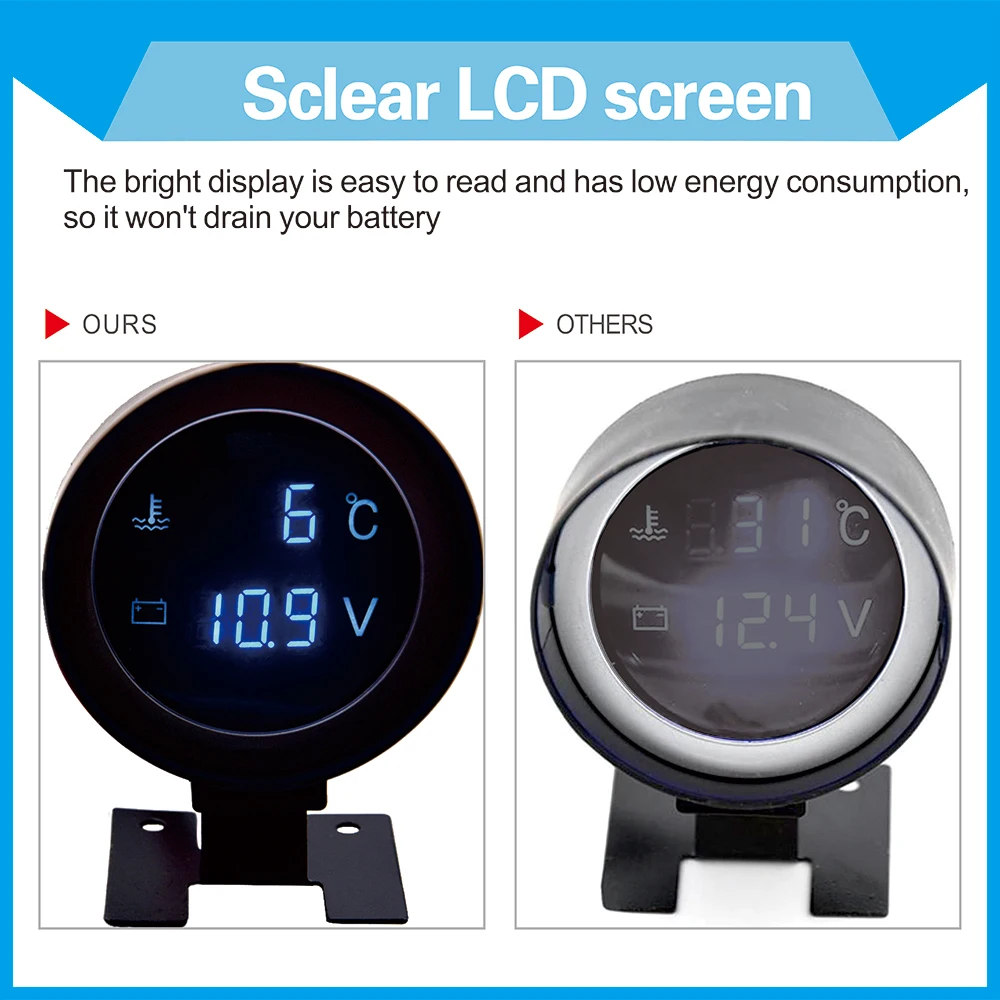 Voltímetro y Medidor Temperatura Agua Digital LED 12V/24V – Coche Camión - imagen 4
