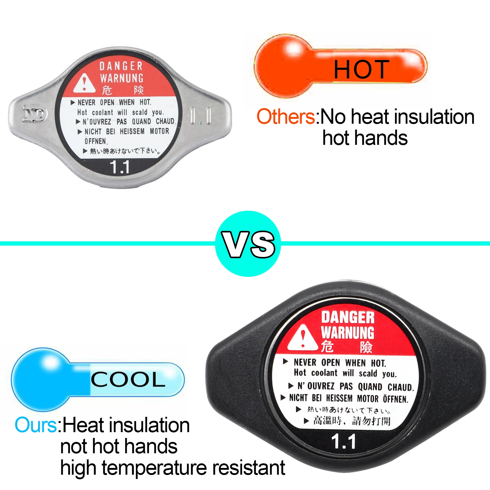 Tapa del radiador del tanque de agua, cubierta anticaliente 1,1, tapa 16401-31650 para Toyota Camry RAV4 Yaris 4Runner Tacoma Tundra, accesorios para coche - imagen 4