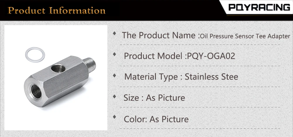 Adaptador en T PQY-OGA02 para sensor y manómetro de presión de aceite