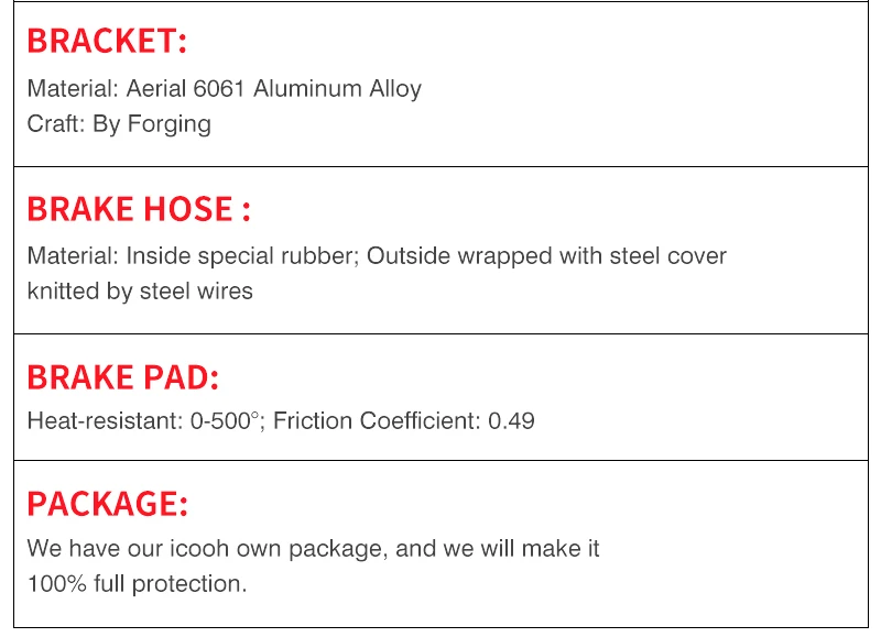 Componentes del kit de frenos para BMW