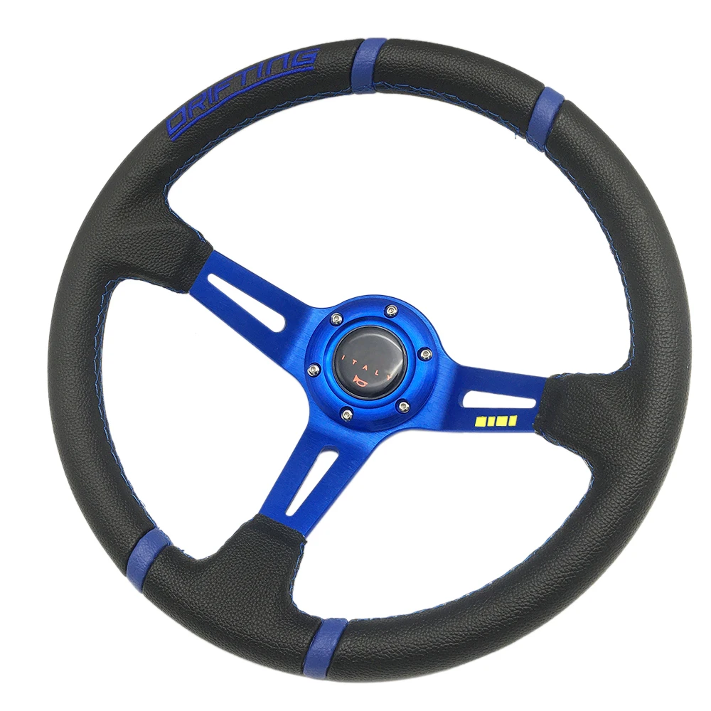 Volante sport Spceddy MCX cuero PVC radios rojos universal - imagen 4