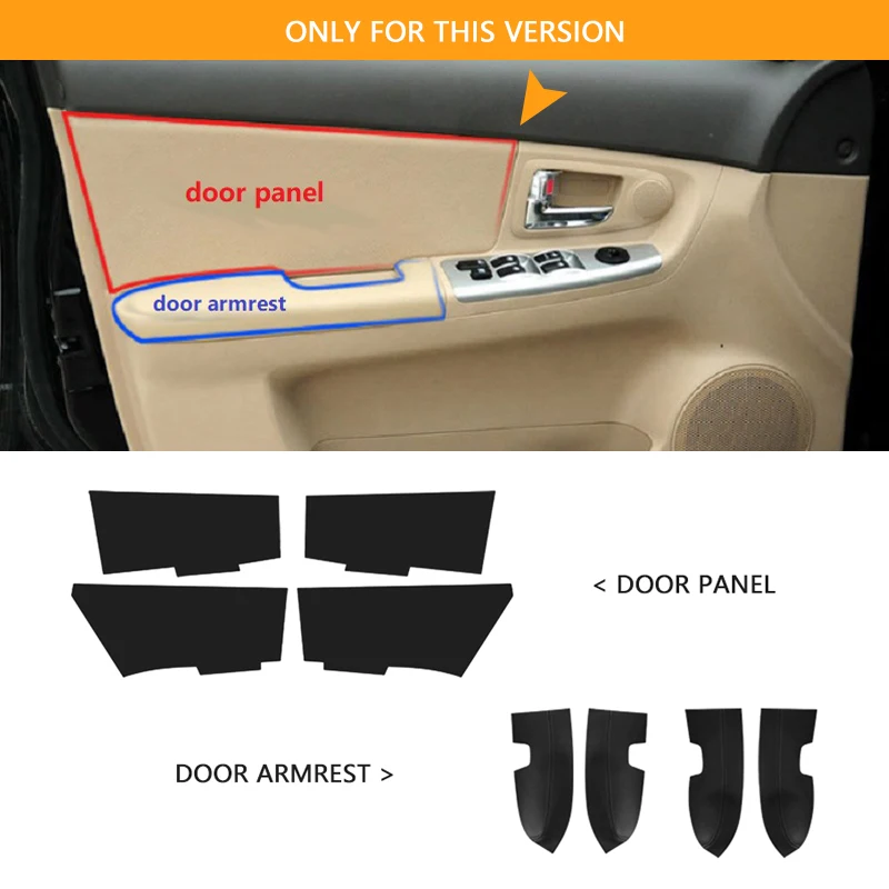 Cubierta de Panel de puerta de cuero suave para Kia Spectra Cerato 2005 - 2012 4 Uds. Panel de reposabrazos de puerta de estilo de coche cubierta de piel pegatina embellecedora